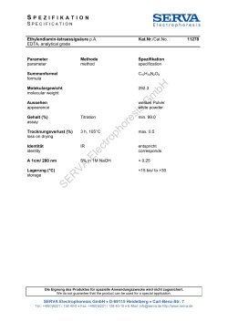 Specifications - SERVA Electrophoresis GmbH