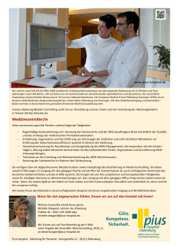 Pius-Hospital Oldenburg: Medizincontroller (m/w)
