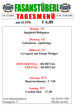 Menüplan 5.9.