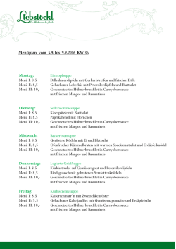 Menüplan kommende Woche