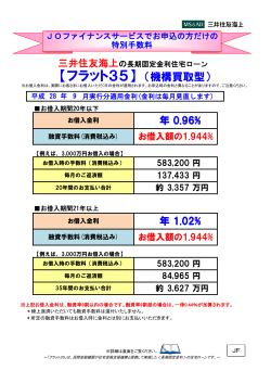 三井住友海上フラット35 金利表 9月実行分