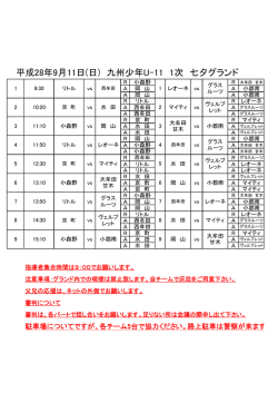 平成28年9月11日(日) 九州少年U-11 1次 七夕グランド