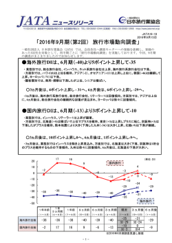 JATAニュースリリース：2016年9月期（第2回）旅行市場動向調査