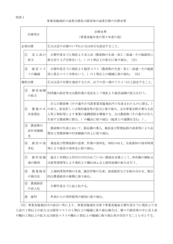 別表1 事業実施地区の成果目標及び経営体の成果目標の目標水準