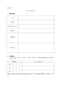 様式第4号 業 務 実 績 調 書 1 組織の概要 名 称 所在地 代表者の役職