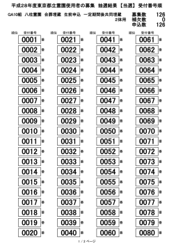 募集数 申込数 平成28年度東京都立霊園使用者の募集 抽選結果 【当選