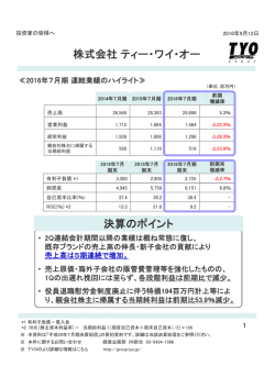 株式会社ティー・ワイ・オー 決算のポイント