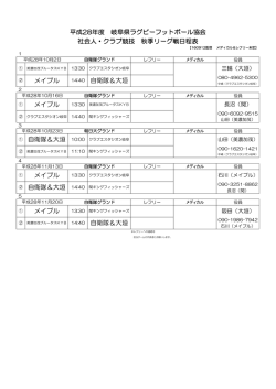 平成28年度岐阜県社会人ラグビー秋季リーグ日程