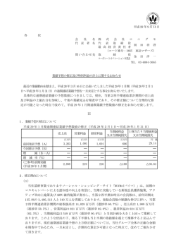 業績予想の修正及び特別利益の計上に関するお知らせ