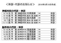 各科休診・代診のお知らせはこちら