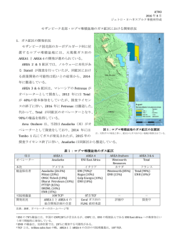 モザンビーク北部・ロブマ堆積盆地のガス鉱区における開発状況 1．ガス