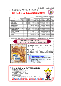 平成28年1～8月中の特殊詐欺被害状況