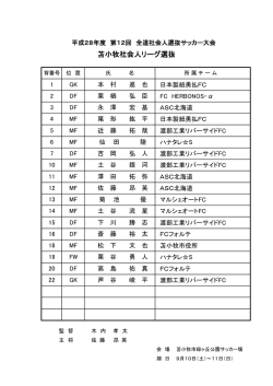 苫小牧社会人リーグ選抜 - 苫小牧地区社会人サッカー連盟