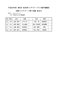 （マッチプレー）準々決勝