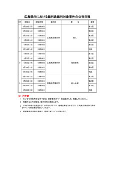 広島県内における裁判員裁判対象事件の公判日程（9月分）