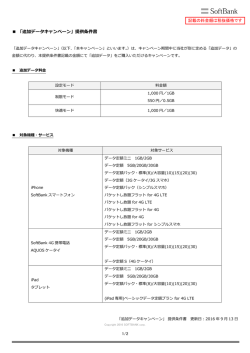 「追加データキャンペーン」提供条件書