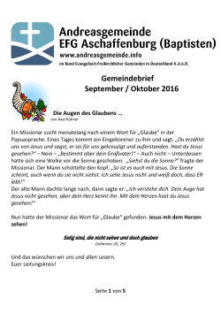 Gemeindebrief September / Oktober 2016