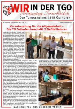 Die TG Osthofen beschafft 2 Defibrillatoren