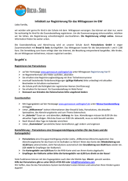 Infoblatt zur Registrierung f&uuml;r das Mittagessen im GW So geht&acute;s: