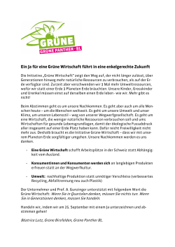 Gr&uuml;ne Wirtschaft f&uuml;r eine enkelgerechte Zukunft - Gr&uuml;ne Panther
