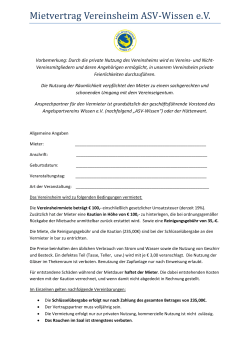 Mietvertrag Vereinsheim ASV