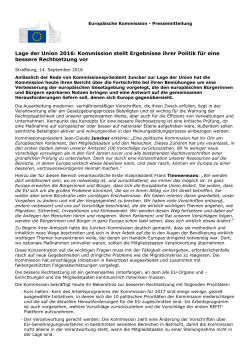 Lage der Union 2016: Kommission stellt Ergebnisse
