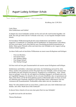 Schuljahresanfangsbrief 16/17 - August Ludwig Schlözer Schule