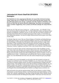 Jahresbericht Verein StadTalk 2015/2016