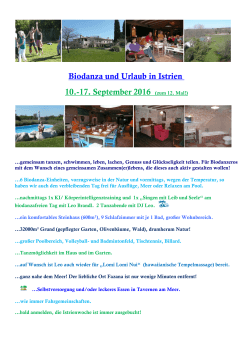 Biodanza und Urlaub in Istrien 10.-17. September 2016 (zum 12. Mal!)