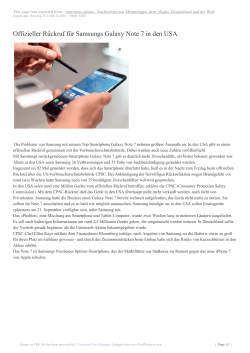 Offizieller Rückruf für Samsungs Galaxy Note 7 in - mm