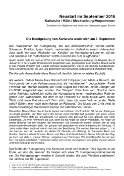 Neustart im September 2016 - Netzwerk Karlsruhe gegen Rechts