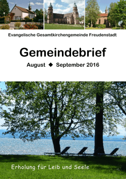 Sommer 2016 - Evangelische Kirchengemeinde Freudenstadt
