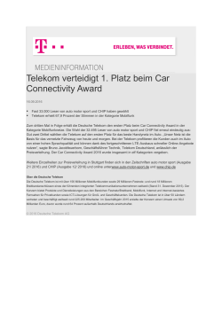Telekom verteidigt 1. Platz beim Car Connectivity Award