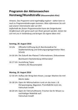Programm der Aktionswochen Horstweg/Wundtstraße
