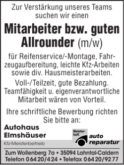 Mitarbeiter bzw. guten Allrounder (m/w)