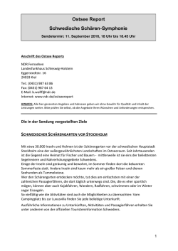 Informationen zur Sendung vom 11. September 2016