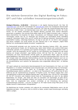GFT und Fidor schließen Innovationspartnerschaft