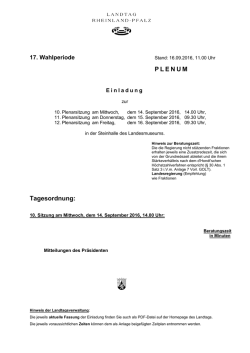 Einladung zur Plenarsitzung - Landtag Rheinland