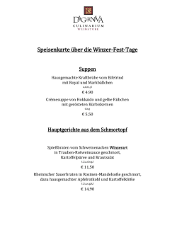 Speisenkarte über die Winzer-Fest-Tage