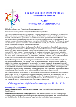 Die woche im Zentrum Nr. 177 - Evangelische Gemeinde in Thailand