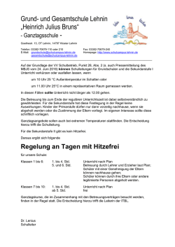 Hitzefreiregelung - Schulcampus Lehnin