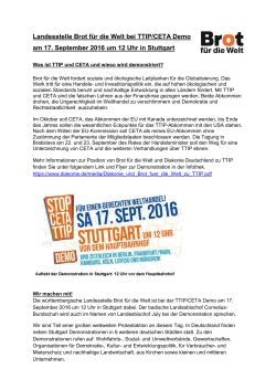Landesstelle Brot für die Welt bei TTIP Demo am 17