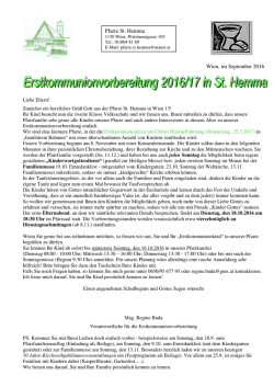 Information Zur Erstkommunionvorbereitung