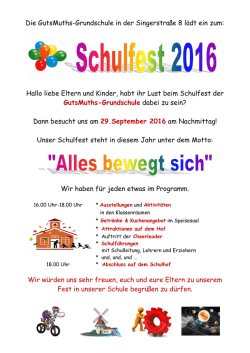 Hallo liebe Eltern und Kinder, habt ihr Lust beim Schulfest der