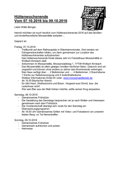 H&uuml;ttenwochenende - W&auml;lle-Bengel Ettenheimm&uuml;nster eV