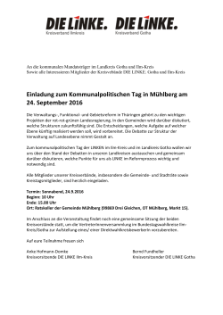 Einladung zum Kommunalpolitischen Tag in Mühlberg am 24