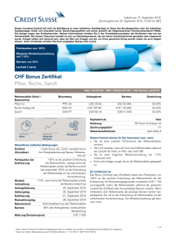 CHF Bonus Zertifikat Pfizer, Roche, Sanofi