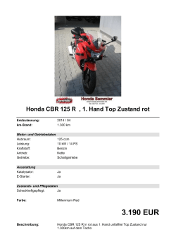 Detailansicht Honda CBR 125 R €,€1. Hand Top
