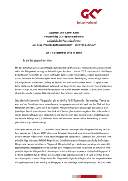 Statement Gernot Kiefer, Vorstand des GKV-Spitzenverbandes