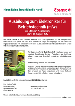 Ausbildung zum Elektroniker für Betriebstechnik (m/w)